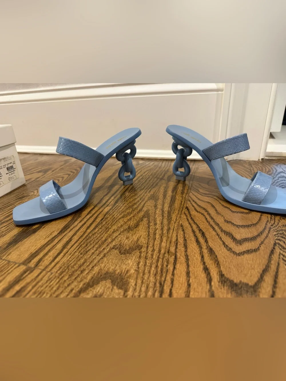 cult gaia Powder Blue Chain-Link Sculpted-Heel Sandals